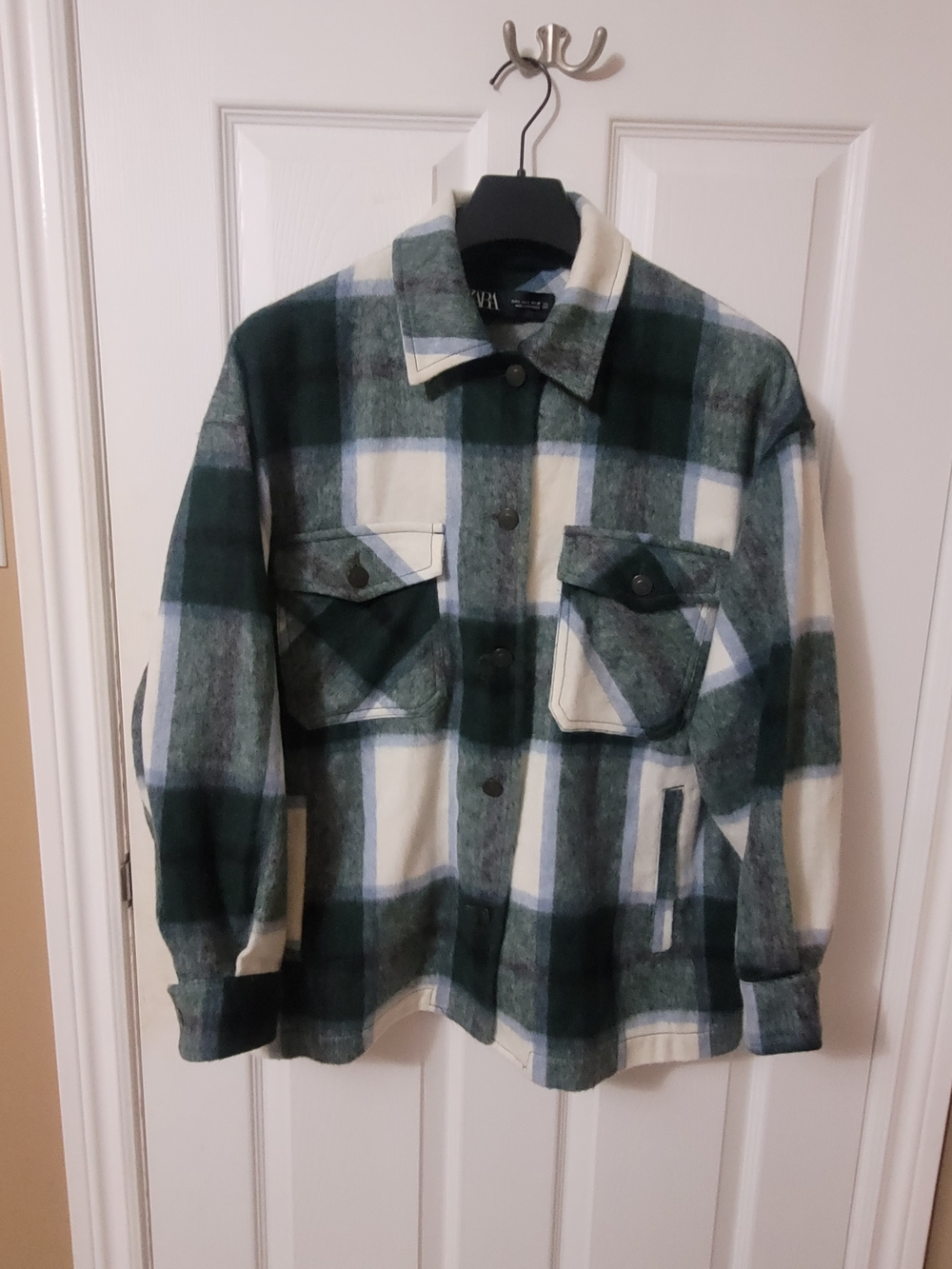 Zara Green & White Plaid Shacket